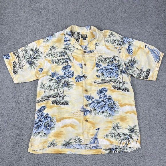 Vintage Tommy Bahama Shirt Mens XL Hawaiian Rayon Board Flap Pockets Loop Collar - Picture 1 of 8